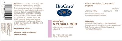 MicroCell Vitamin E 200 label