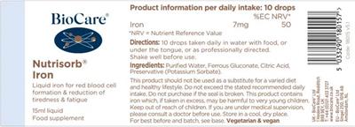 Nutrisorb Iron label