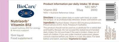 Nutrisorb Vitamin B12 label