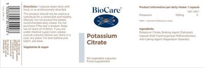Potassium Citrate label