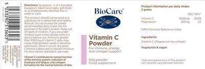 Vitamin C Powder label