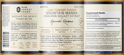 Mountain Manna Himalayan Shilajat Extract label