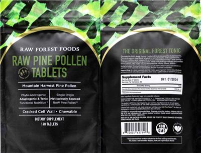 Raw Pine Pollen Tablets label
