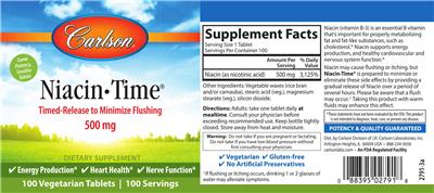 Niacin-Time 500 mg label