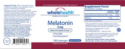 Melatonin 3 mg label