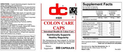 Colon Care Caps label