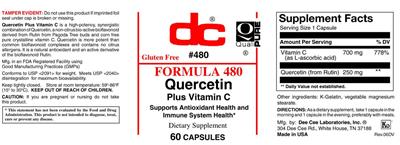 Formula 480 Quercetin Plus Vitamin C label