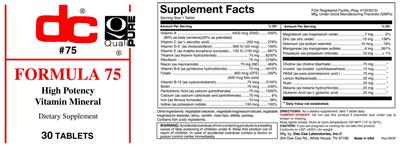 Formula 75 High Potency Vitamin Mineral label
