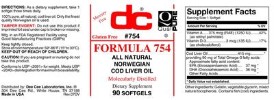 Formula 754 All Natural Norwegian Cod Liver Oil label
