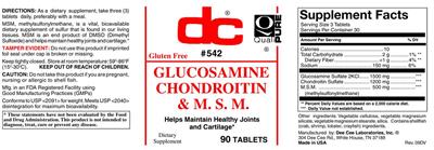 Glucosamine Chondroitin & M.S.M. label