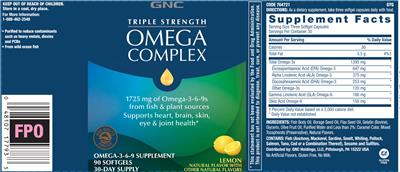 Triple Strength Omega Complex Lemon Natural Flavor label