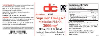 Superior Omega-3 Menhaden Fish Oil 2000 mg label