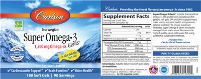 Super Omega-3 Gems 1,200 mg label