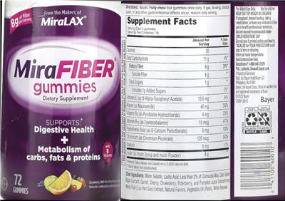 MiraFiber Gummies label