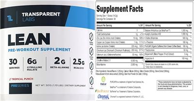 Preseries Lean Pre-Workout Tropical Punch label