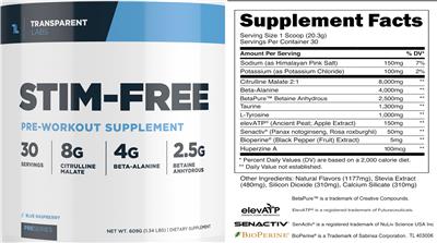 Preseries Stim-Free Blue Raspberry label