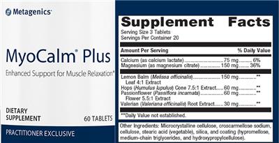 MyoCalm Plus label
