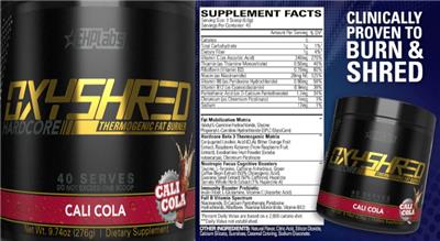 OxyShred Hardcore Cali Cola label