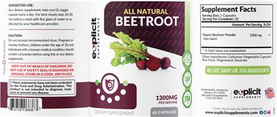 Beetroot 1300 mg label