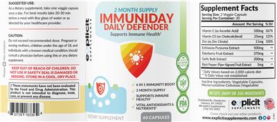 Immuniday Daily Defender label