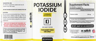 Potassium Iodide 130 mg label