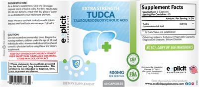 TUDCA 500 mg label