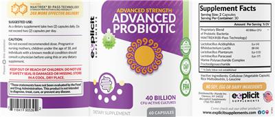 Advanced Probiotic 40 Billion CFU label