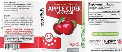 Apple Cider Vinegar 1300 mg label