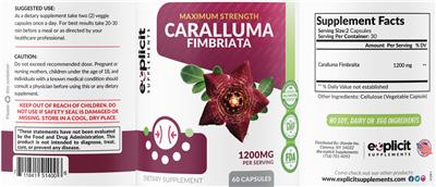 Caralluma Fimbriata 1200 mg label
