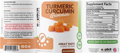 Turmeric Curcumin Gummies label
