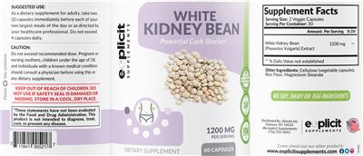 White Kidney Bean 1200 mg label