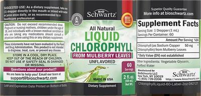 Liquid Chlorophyll Unflavored label