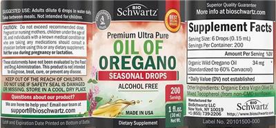 Oil of Oregano label
