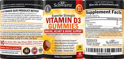 Vitamin D3 Gummies label