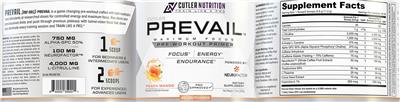 Cutler Prevail Pre-Workout Primer Peach Mango label