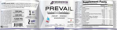 Prevail Pre-Workout Primer Rainbow Freeze label