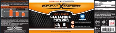 100% Pure Glutamine Powder 4.5 g label