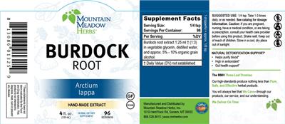 Burdock Root label