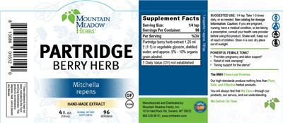 Partridge Berry Herb label