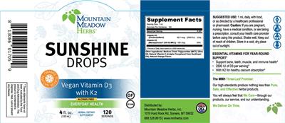 Sunshine Drops Natural Orange Flavor label