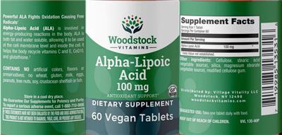 Alpha-Lipoic Acid 100 mg label
