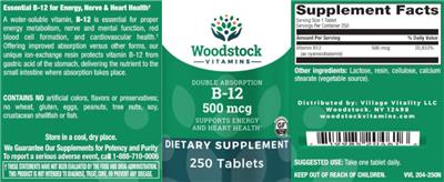 B-12 500 mcg label