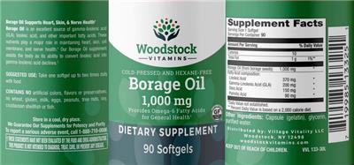 Borage Oil 1,000 mg label
