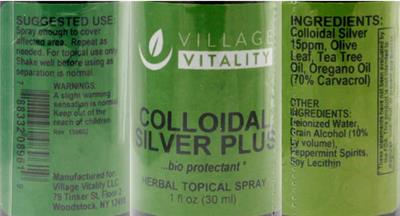 Colloidal Silver Plus Herbal Topical Spray label