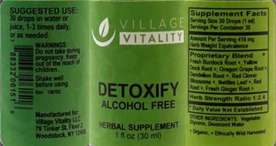 Detoxify Alcohol Free label