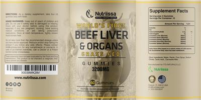 Beef Liver & Organs Gummies label