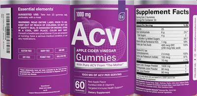Apple Cider Vinegar Gummies 1000 mg Red Apple Flavor label