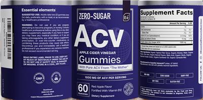 Apple Cider Vinegar Gummies 1000 mg Zero-Sugar Red Apple Flavor label