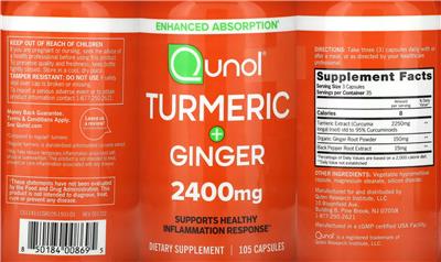 Turmeric + Ginger 2400 mg label