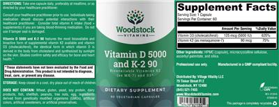 Vitamin D 5000 and K-2 90 label
